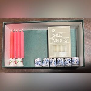 Chime Candles with Holders Set - Pink and White